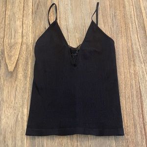 Free People Black Tank with Mesh Lining Size M